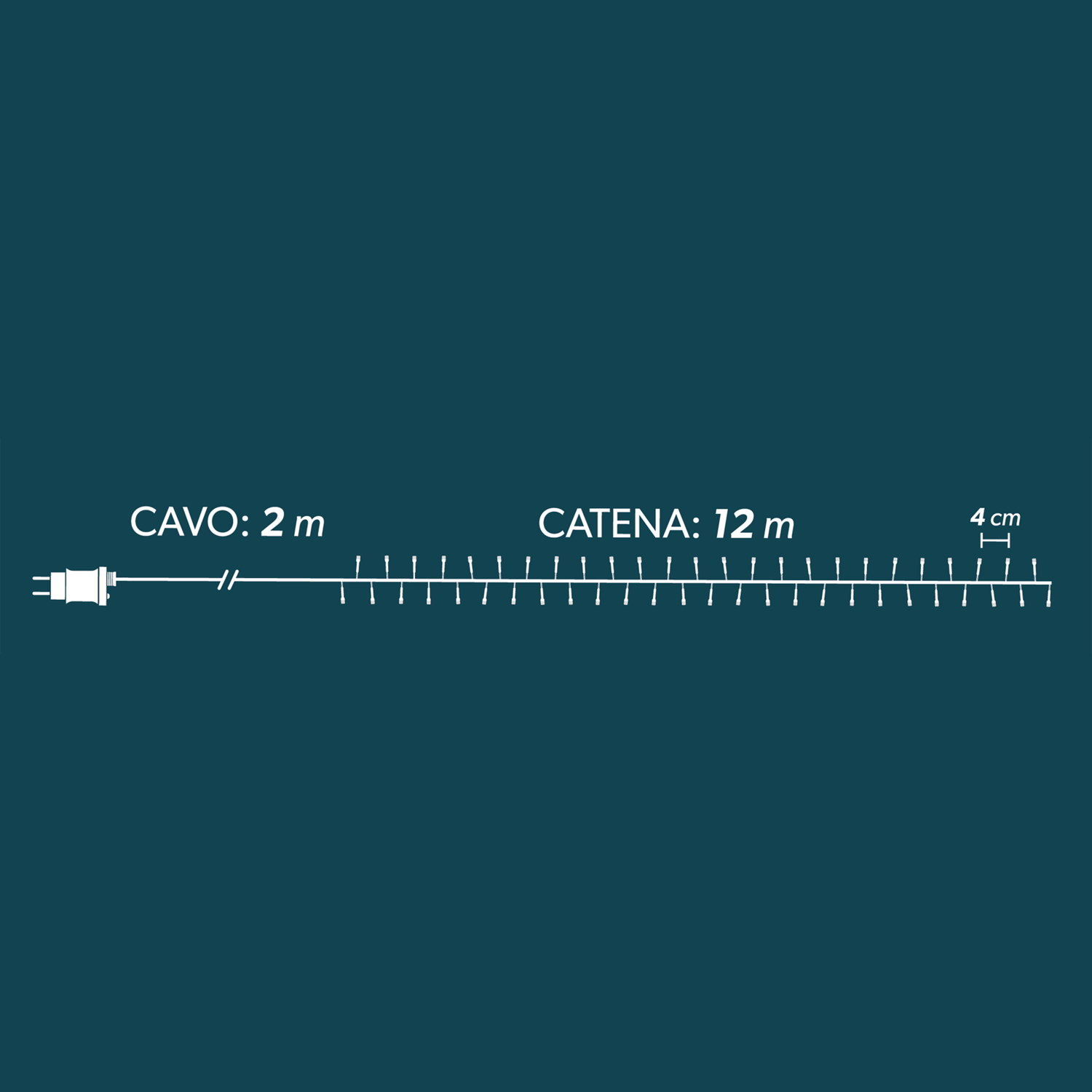 DICTROLUX - Catena luminosa 300 Led Multicolor - Lunghezza 12 metri di luci